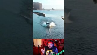 Car drives right into the ocean