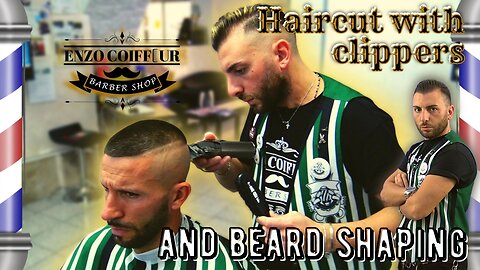 ASMR Barber shop 💈Enzo Coiffeur💈 haircut with clippers, and beard shaping
