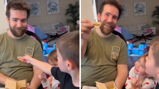 Dad makes naughty Valentine messages kid-friendly in front of his children