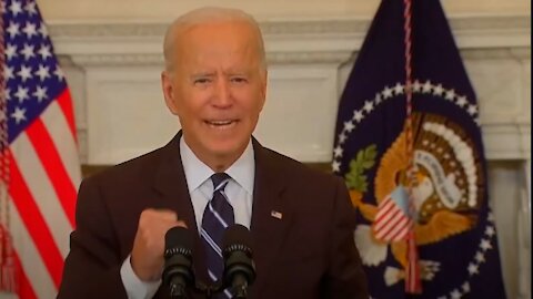 Biden whispers "get vaccinated" and walks away without taking questions.