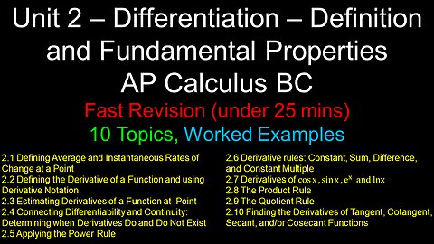 Differentiation - Definition and Fundamental Properties - Unit 2 - AP Calculus BC