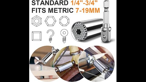 Super Universal Socket Tools, Grip Socket Set with Power Drill Adapter