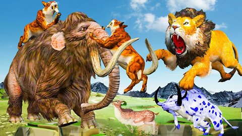 Zombie Mammoth Buffalo Vs Lion Tooth Tiger Attack Deer Save Mammoth Elephant Animal Epic Battle