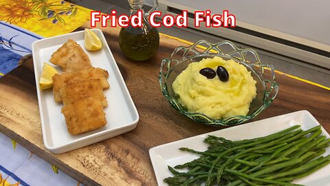 Everybody likes simple and tasty food!!Fried Cod Fish ,Garlic Puree with steamed Asparagus...