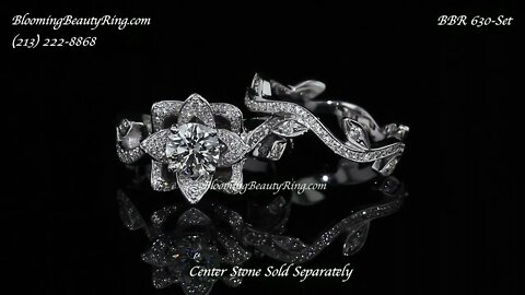 Lotus Diamond Engagement Ring Set BBR 630 Set - Small Version