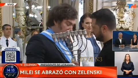 Nový argentinský prezident daroval Zelenskému stříbrný židovský svícen!