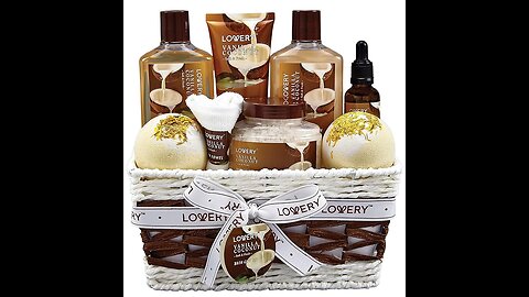 Bath and Body Gift Basket For Women and Men – 9 Piece Set of Vanilla