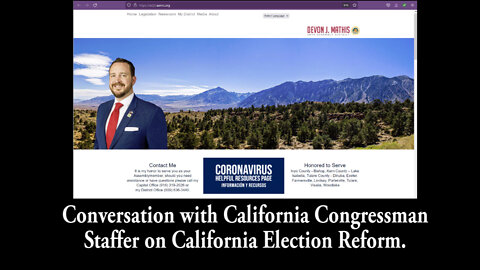 Conversation with California Congressman Staffer on Election Reform,