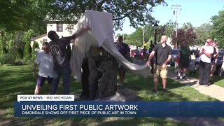 Dimondale unveils very first piece of public art installed in township