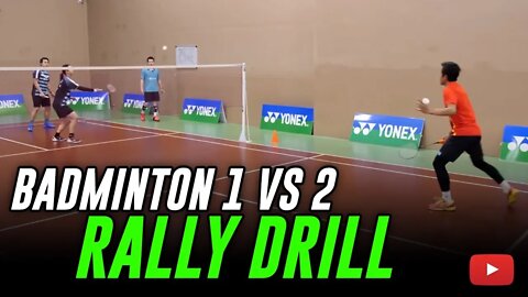 Badminton 4 Corners Defense Drill (1 vs 2 Rally) Coach Kowi Chandra (Subtitle Indonesia)