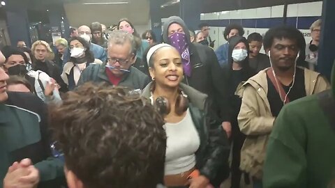 From the #JordanNeely Protest Inside Broadway Lafayette Station