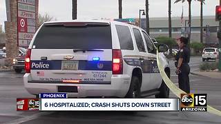 Six people hospitalized after major crash shuts down street in Phoenix