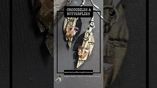 CROCODILES AND BUTTERFLIES, 1 inch, leather feather earrings
