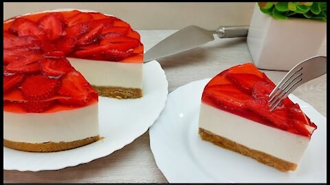 Cottage cheese cake with strawberries and jelly without baking Dessert with jelly, berries and
