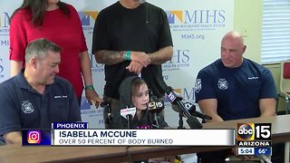 Young burn victim meets rescuers in Phoenix