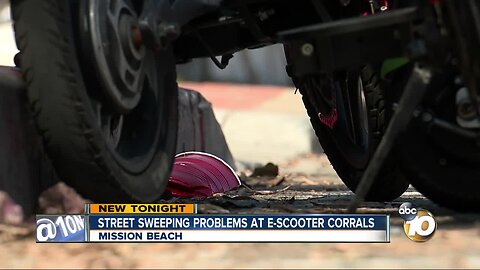 E-scooter corrals prevent street sweeping in Mission Beach