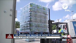 Florida Power and Light donates bottled water to the Bahamas