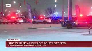 Officer injured after suspect shoots at police station in Detroit