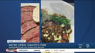 Dante's Fire offers meals to go.