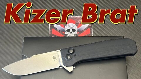 Kizer Brat button lock flipper. Integral G10 handle on a budget folder !