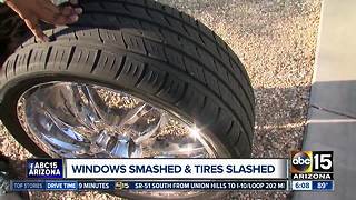 Several Waddell car windows smashed, tires slashed