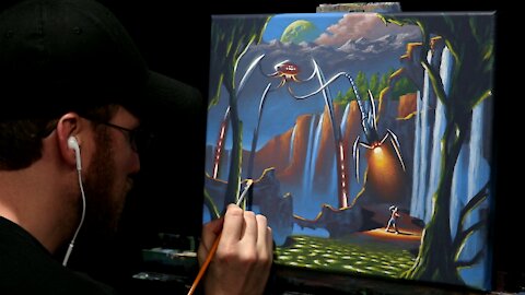 Acrylic Fantasy Painting of Alien Tripod - Time-lapse - Artist Timothy Stanford