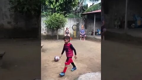 FIfa 2022 Child Football Kicks Perfect Shot On Parents Head's Practice 😂!! #shorts #football