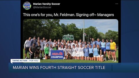 Bloomfield Hills Marian wins fourth straight soccer title, dedicates win to late AD Dave Feldman