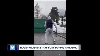 Roger Federer practices trick shots at home amid coronavirus putting Wimbledon in jeopardy
