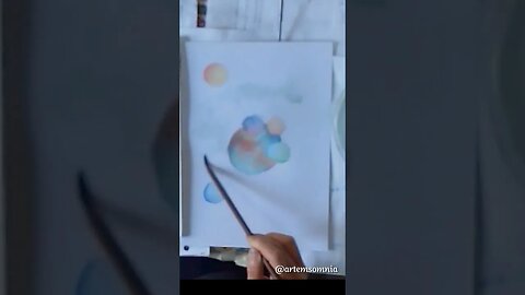 Beginner Watercolor Tutorial Composition : Gradient Planets in Abstract Space #shorts #shortsfeed