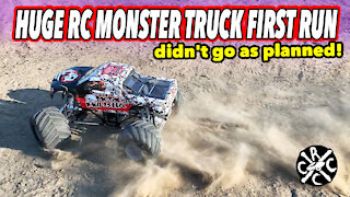 Huge 1/5th Scale RC Solid Axle Monster Truck First Run Doesn't Go As Planned
