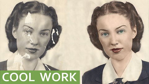 📷 Restoration and colorization of old photo - lady | Photoshop Extreme Makeover repair (timelapse)