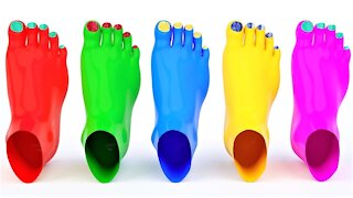 Learn Colors With Foot Painting Glitter for Kids