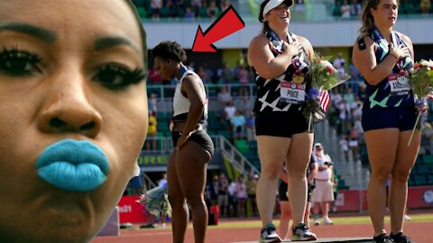 U.S Olympic Thrower Gwen Berry TURNS AWAY From American Flag During National Anthem