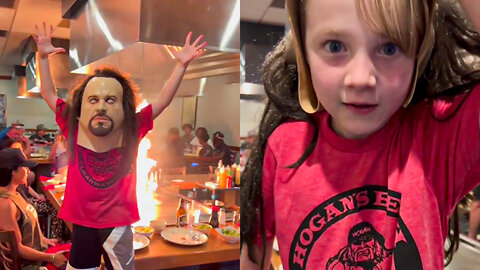 Boy imitates The Undertaker’s iconic move in a restaurant