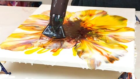 Summer Flower Acrylic Pour With a Hairdryer
