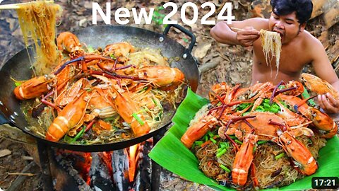 New 2024 Cooking Noodle Seafood Crabs, Shrimps eating so great Fried Noodle Crabs