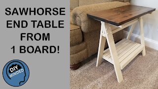 Saw Horse End Table Made From A Single Board