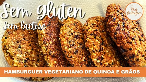 Hambúrguer Vegetariano de Quinoa e Grãos- Sem Glúten e Sem Lactose