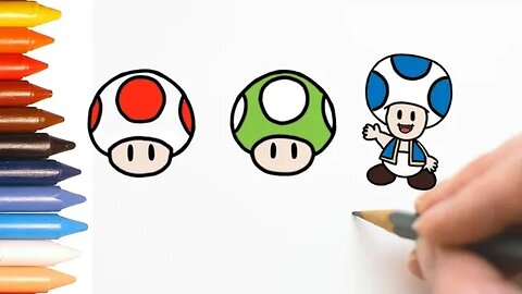 COMO DESENHAR COGUMELOS MÁRIO BROS - TOAD, GREEN TOAD E BLUE TOAD - MUITO FÁCIL #mariobros #toad