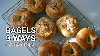 Overnight Bagels 3 Ways + Vanilla and Blueberry Schmear