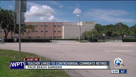 Teacher linked to controversial comments retires