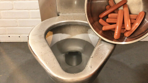 Prison Toilet Vs 10 hot dogs - Will it Flush?