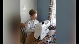 Cancer survivor making masks