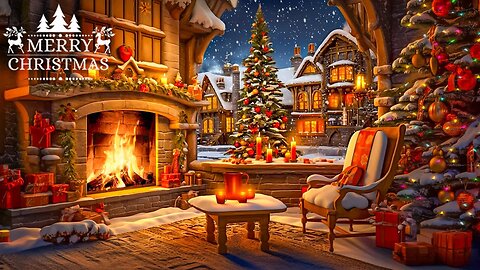 Merry Christmas 2024 🎁 Cozy Christmas Fireplace & Christmas Background Music to Relax, Work or Sleep