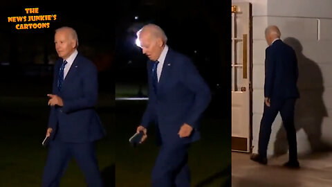 The Press: Hey Joe! Biden points toward the building, does a vigorous skip, and shuffles inside the White House.