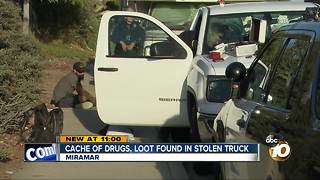 cache of drugs, loot found in stolen truck