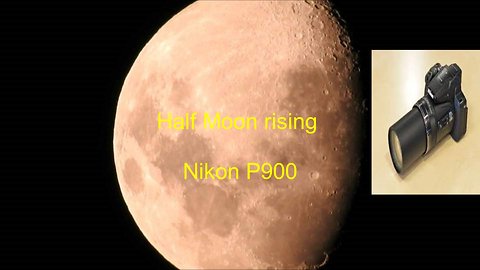 Nikon Coolpix P900...Half moon rising in Santiago, Chile