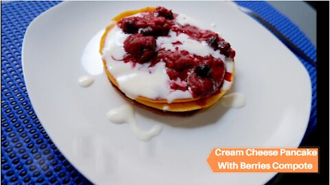 Keto Cream Cheese Pancake With Berries Compote Recipe #Keto #Recipes