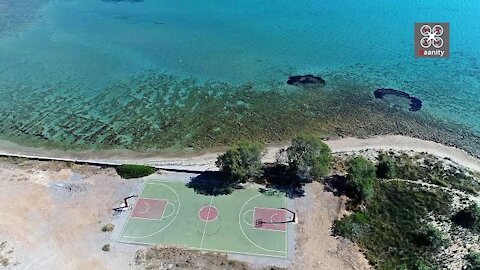 Drone captures exotic Greek basketball court with stunning views